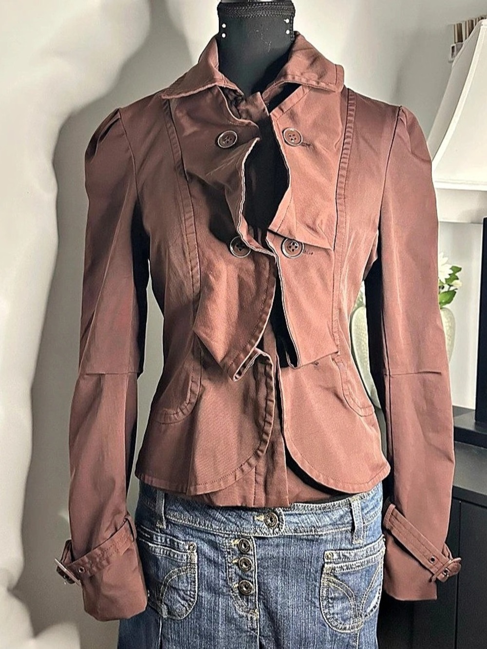 bebe Brown Utility Jacket Size Small Like New